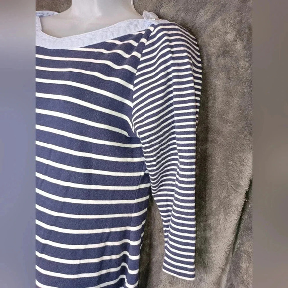 TOMMY HILFIGER navy blue white striped Nautical Preppy Tshirt dress Size Large - Picture 3 of 8